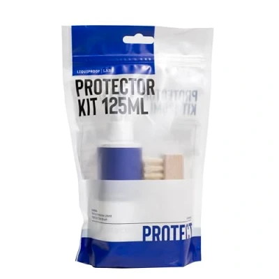 Image of Liquiproof LABS Protector Shoe Care Kit 125. Premium 125ml and a Vegetable Fibre Brush For easy application. protecting footwear, shoes, sneakers fashion items