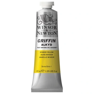 Image of Winsor &amp; Newton Griffin 37ml Alkyd Fast Drying Oil Colour Tube Yellow