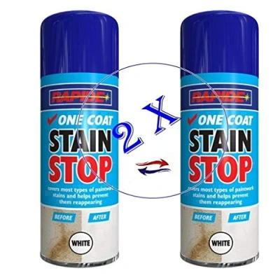 Image of SDMAX Stain Stop One Coat Spray Blocker Aerosol Damp Mould Prevention Paint White, Versatile Coverage, Prevention, Easy To Use, Pack of 2, 400ML