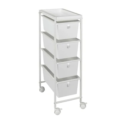 Image of WENKO 12104100 Drawer trolley Gala household trolley, kitchen 4 castors, Powder coated metal, 22.5 x 76.5 38.5 cm, White