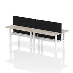 Image of Air B2B 1400x600mm Adjustable 4P Bench Desk CP Grey Oak/White + Screen