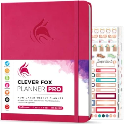 Image of Clever Fox Planner PRO Weekly &amp; Monthly Life to Increase Productivity, Time Management and Hit Your Goals, 21.5x28cm (Dark Pink)