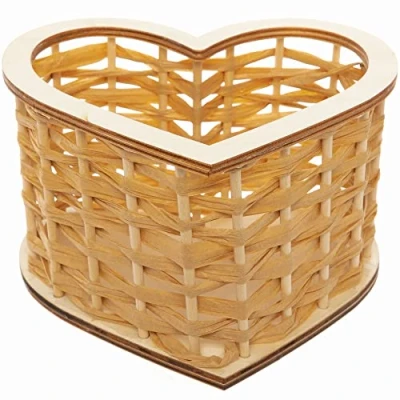 Image of Baker Ross Heart Basket Wood craft Set Pack of 2, Valentines wooden decorations for kids (FC439)