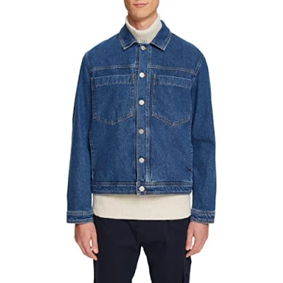 Image of ESPRIT Men&#039;s 013ee2g307 Jacket, Blue Dark Washed, S