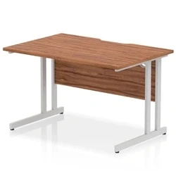 Image of Impulse 1200 x 800mm Scalloped Edge Straight Office Desk Walnut Top Silver Cantilever Leg