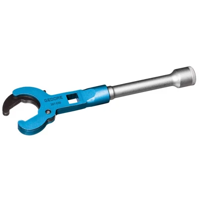 Image of GEDORE wheeliator valve spanner with extension, 1/2&quot;, for Eurocone valves knurled and hex joints, Flat, 381030