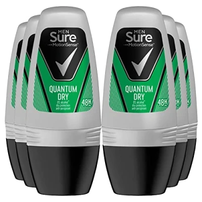 Image of Sure Men Quantum Dry Anti Perspirant Deodorant Roll On, 50 ml, Pack of 6 Amazon Vine