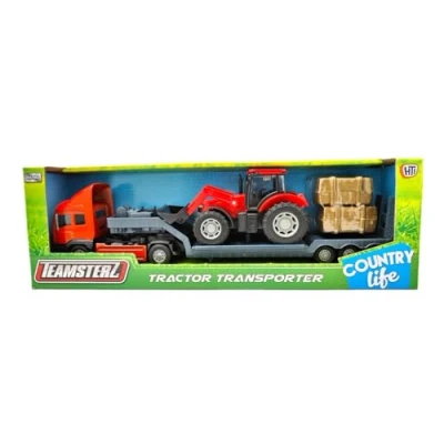 Image of CELINO making your day Farm Tractor Transporter Playset Diecast Vehicle Toys Boys Girls (Red)