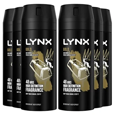 Image of LYNX GOLD DEODORANT BODY SPRAY 150ML PACK OF 6