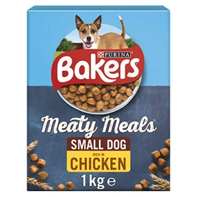 Image of Bakers Meaty Meals Small Dog Dry Food Chicken 1kg (Pack of 4)
