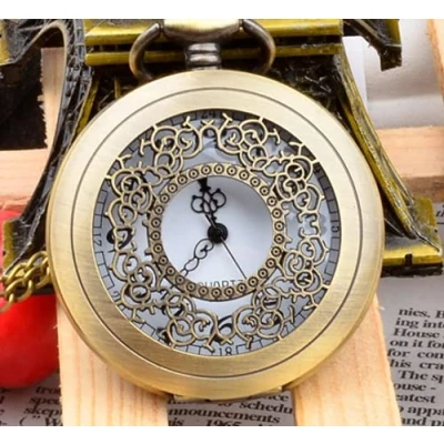Image of ausuky Vintage Quartz Retro Steampunk Pocket Watch Chain Necklace Pendant Antique Gift (Bronze)