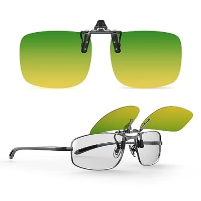 Image of Goiteia Flip up Day Night Driving Glasses Clip On for Light Sensitive Men Women,Effectively Minimize Glare from Oncoming Headlights,High Definition Vision(60 * 47mm)