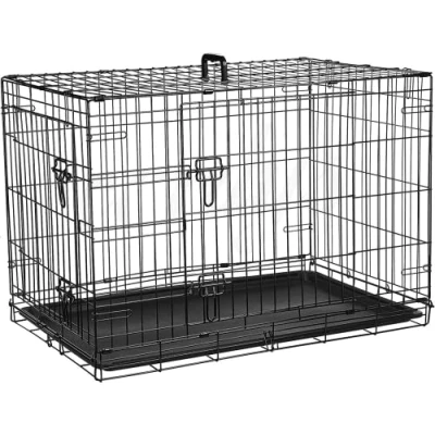 Image of Cardys Dog Crate Large Cage Puppy Pet with 2 Doors Easy Clean Removable Plastic Tray Folding Metal Training Size 36 inch (Large 36&quot;)
