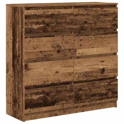 Image of vidaXL sideboard old wood 100x35x99cm large storage cabinet brown engineered buffet for living room/kitchen/dining minimalist modern style console table