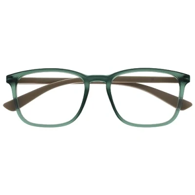 Image of OPULIZE Max Reading Glasses Classic Large Rectangular Frame Matt Transparent Green with Beige Arms Men&#039;s Women&#039;s Unisex Spring Hinges R78 6 +3.00