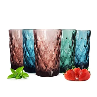 Image of Sendez 6 Colourful Drinking Glasses 350 ml Water Juice Long Drink Cocktail