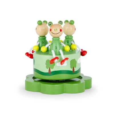 Image of Mousehouse Gifts Wooden Frog Music Box for Children, Pop Goes the Weasel Nursery Baby Boy or Girl