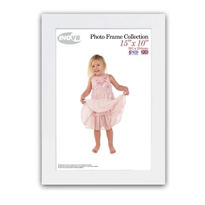 Image of Inov8 British Made Real Wood Picture/Photo Frame 15x10&quot; Inch(38x25cm) Kayla 30mm White