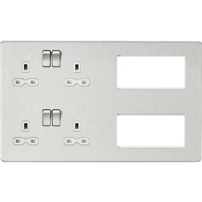 Image of KnightsBridge Screwless Combination Plate Brushed Chrome with white insert