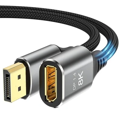 Image of DGHUMEN DP1.4 Extension Cable, DisplayPort to DP 8K Male Female Support 8K@60Hz, 4K@144Hz (6Ft/2.0M)