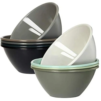 Image of Youngever 9 Pack 1000ML Plastic Bowls, Re usable Large Cereal Soup Set of in Assorted Colors (Urban)