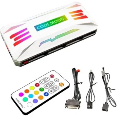 Image of Baotkere Pwm Fan Temperature Controller, RGB Computer Hub Light Adapter, Speed Regulation Wireless Remote 5V ARGB Sync Integrator