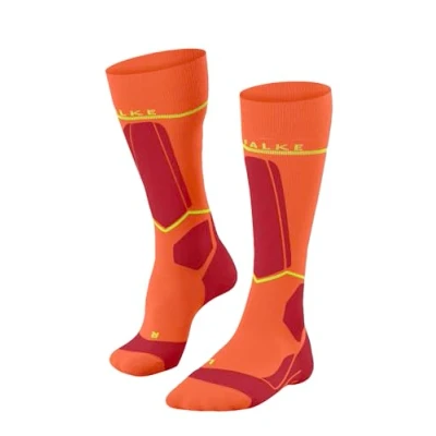 Image of FALKE Men&#039;s SK Energizing Wool M KH Breathable With Compression 1 Pair Skiing Socks, Orange (Flash 8036) Calf circumference W3, 5.5 8