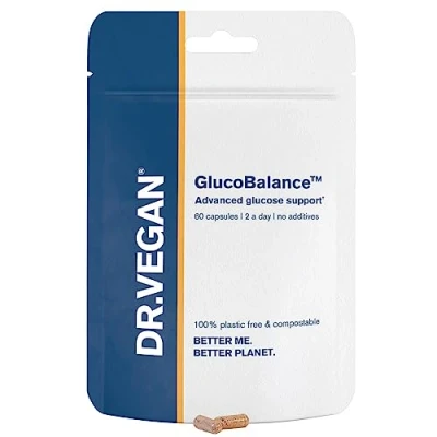 Image of DR.VEGAN GlucoBalance Plant Based Supplement Blood Sugar Control 60 Capsules 2 A Day 30 Supply Chromium 200 µg Apple Cider Vinegar 250g Cinnamon 750g Glucose Metabolism