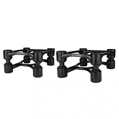 Image of IsoAcoustics Aperta Series Isolation Speaker Stands with Tilt Adjustment: (15.5 x 19 cm) Black Pair