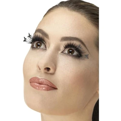 Image of Smiffys Eyelashes, Winged Butterfly, Black Contains Glue, Fever Eyelashes Fancy Dress, Dress Up Cosmetics &amp; Disguises.