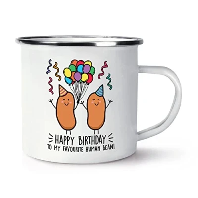 Image of Happy Birthday to My Favourite Human Bean Enamel Mug Cup