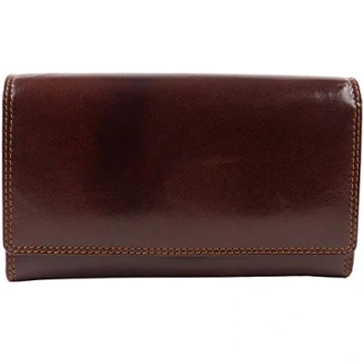 Image of Ladies Italian Leather Clasp Purse/Wallet Visconti; Monza Collection Classic Gift Boxed (Brown)