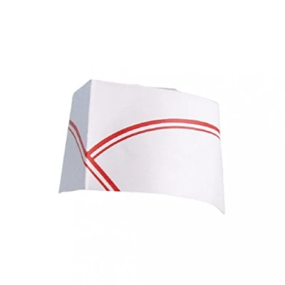 Image of Garcia de Pou Pillbox Chef&#039;s Hat Red Stripes in Box, 28 cm Diameter, Paper, White, x 30