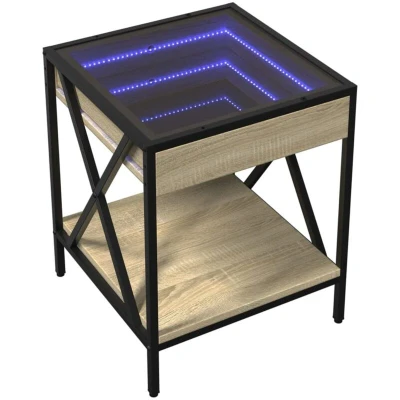 Image of vidaXL Coffee Table with Infinity LED Sonoma Oak 40x40x49 cm