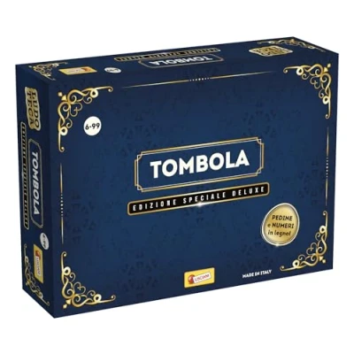 Image of Liscianigiochi Tombola Classic Italian Raffle Game 90 Wooden Numbers, 500 Letters, Velvet Bag Ages 8+