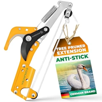 Image of GRÜNTEK Telescopic Pruning Saw Attachment Caterpillar Shears with SK5 Carbon Steel Blade for Clean Cutting, Lightweight Aluminum Housing, and Adjustable Pull Rope