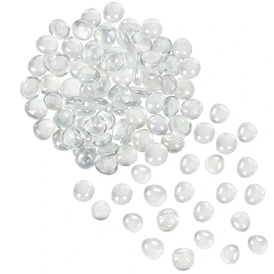 Image of BELLE VOUS Clear Glass Pebbles 2.25kg / 5lbs 18mm Flat Marble Bead Gemstones Decorative Gems for Weddings/Party Table Scatter, Centrepiece Vase Filler Stones and Aquarium Décor