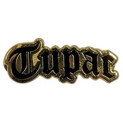 Image of Rock Off officially licensed products Tupac Logo Gold Pin Badge One Size