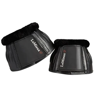 Image of LeMieux Fleece Rubber Bell Overreach Horse Boots Over Reach or for Horses Protective Gear and Training Equipment Equine Boots, Wraps &amp; Accessories (Black/Medium)