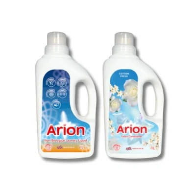Image of Arion Non Biological Laundry Detergent 1l &amp; Cotton Fresh Fabric Softener