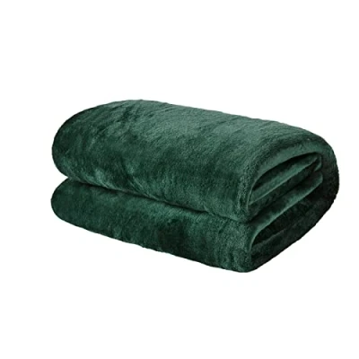 Image of Brentfords Super Ultra Soft Flannel Fleece Blanket Large Fluffy Warm Throw Over Bed Sofa Settee, Emerald Green 120 x 150cm
