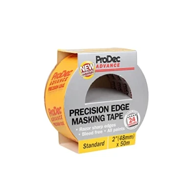 Image of ProDec Advance ATMT003 48mm (2 inch) x 50m Precision Edge Multi Surface Painters Masking Tape For Razor Sharp Lines with No Paint Bleed Indoor Painting and Decorating,Yellow