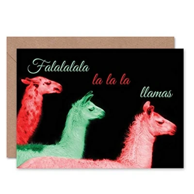 Image of Wee Blue Coo Christmas Xmas Merry Llama Carol Fun Present Gift Sealed Greeting Card Plus Envelope Blank inside