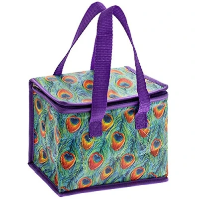 Image of Lesser &amp; Pavey Peacock Insulated Thermal Travel Picnic Cool Zipped Lunch Bag Box Case School/Leisure 12x22x16cm