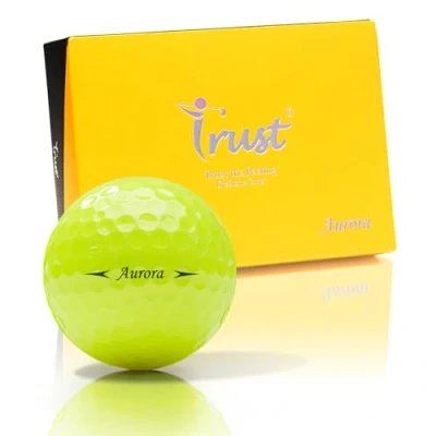 Image of Trust Aurora Yellow Crystal 3 Piece Urethane Golf Ball, K9 Dynamic Core, Soft Feeling, Easy to Spot (Yellow, 1 Dozen)