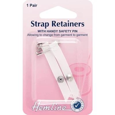 Image of Hemline Shoulder Strap Retainers with Safety Pin White