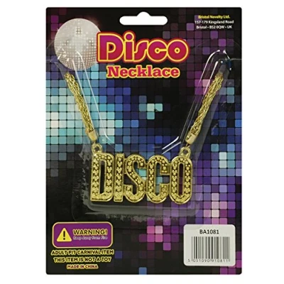 Image of Bristol Novelty BA1081 Disco Necklace Unisex Gold, womens, One Size