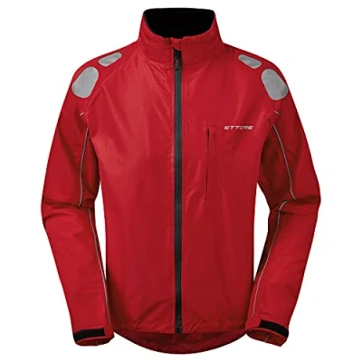 Image of Ettore Mens Cycling Jacket Waterproof Breathable High Visibility Red Night Eagle II M