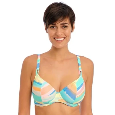 Image of Freya Womens Summer Reef Plunge Bikini Top Blue Polyamide Size 34D
