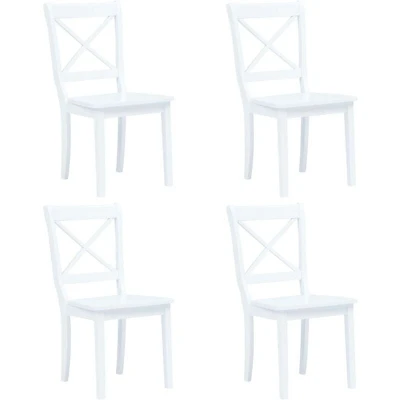 Image of vidaXL Dining Chairs 4 pcs White Solid Rubber Wood